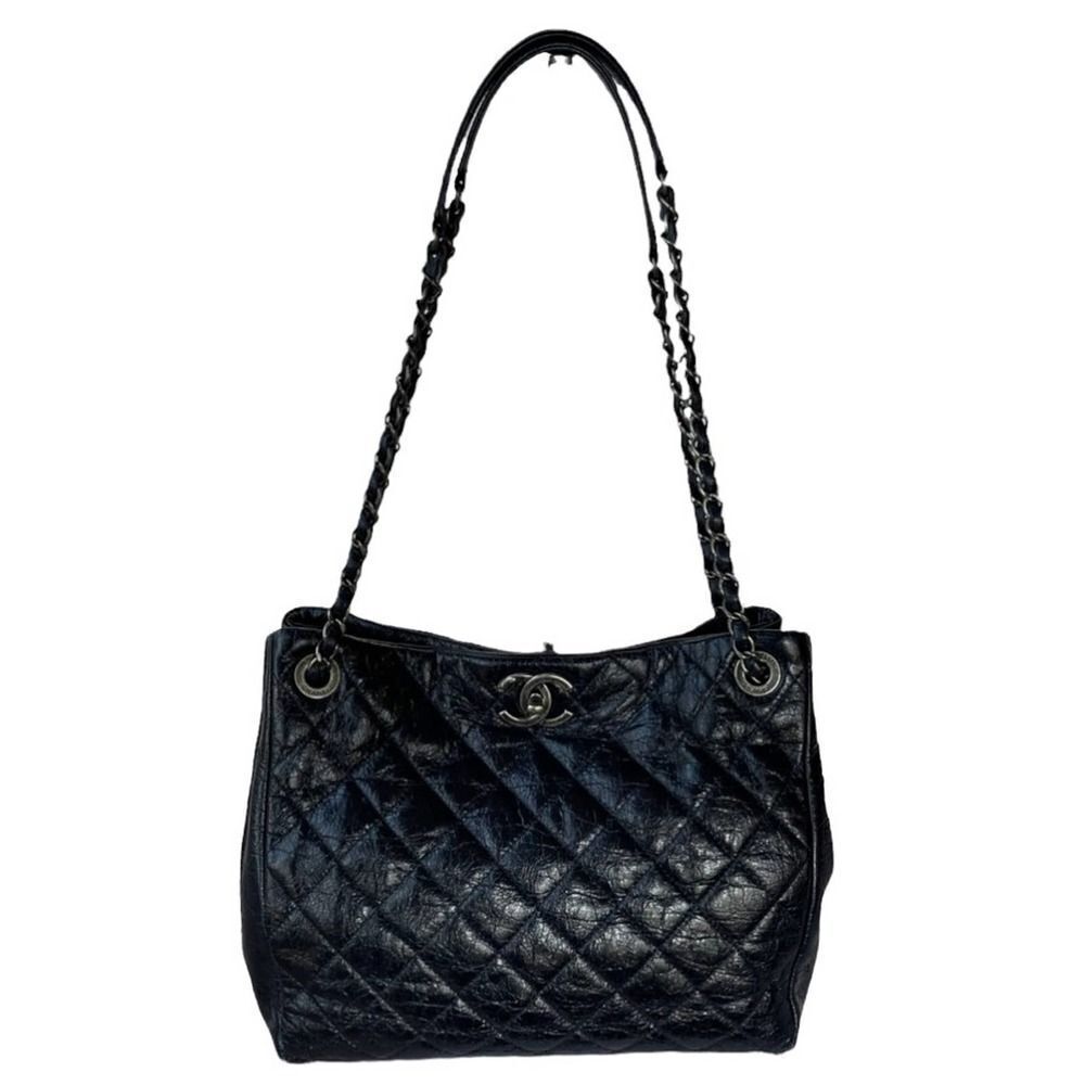 Chanel Accordion Large Quilted Crackled Handbag Blue - Picture 2 of 16